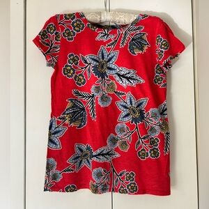 Loft Vintage Red and Blue Floral Tee